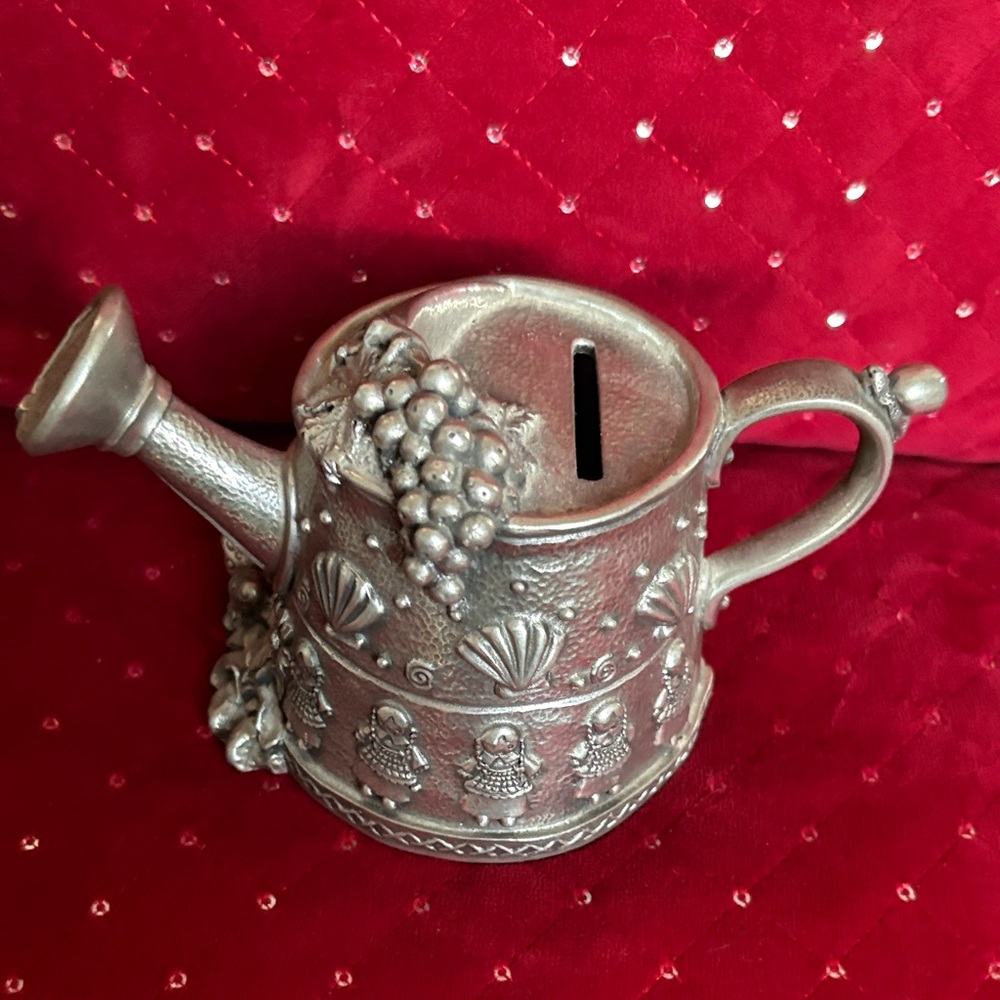 Silver Watering Can Coin Bank